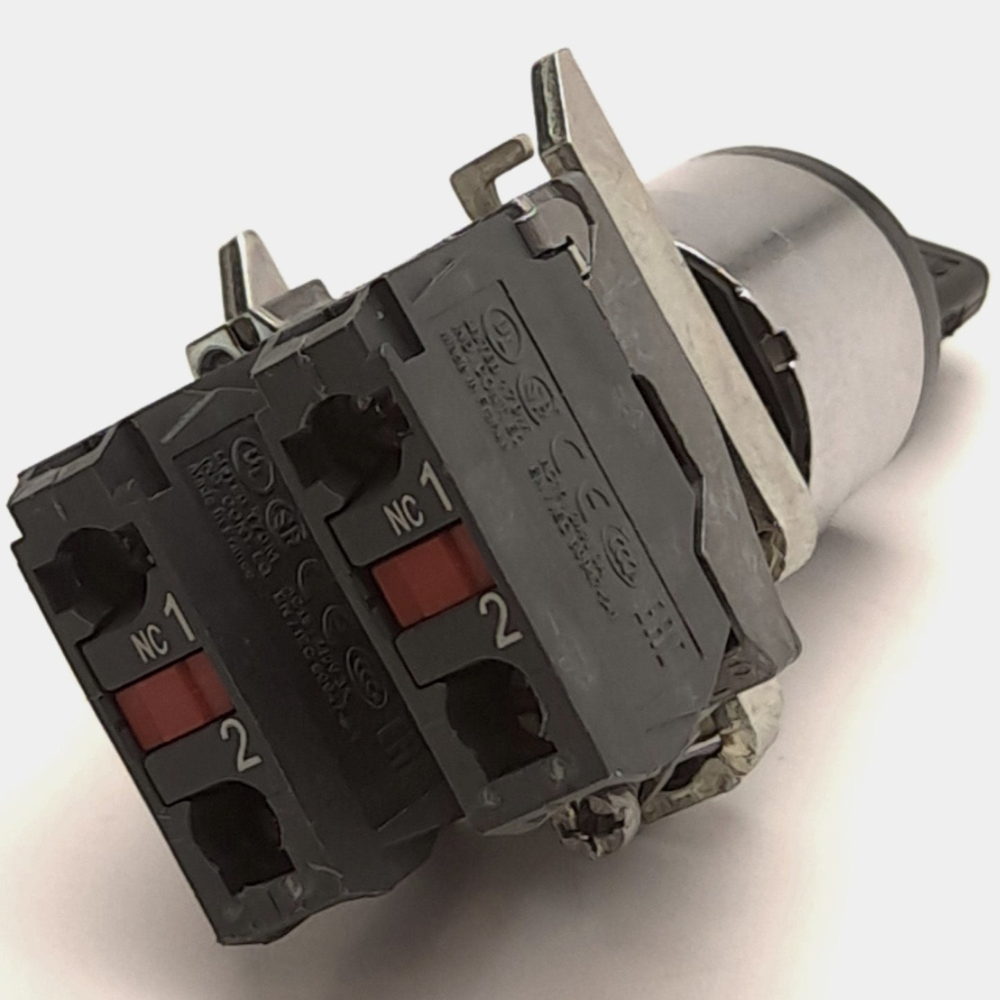 Used Schneider Electric XB5FG61C0, ZBE-102 Key Selector Switch w/ 2x Contact Blocks