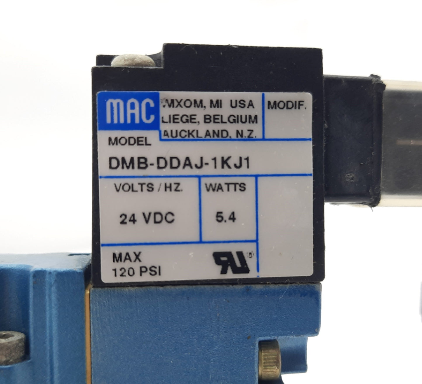 Used Mac 463A-BAA-DM-DDAJ-1KE Solenoid Valve W/DMB-DDAJ-1KJ1 x 2 24VDC 120PSI