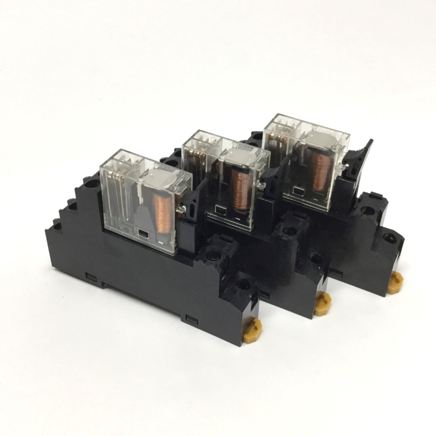 Used Lot of 3 Allen Bradley 700-HK32Z24 Relays 24VDC Coil, DPDT w/700-HN122 Sockets