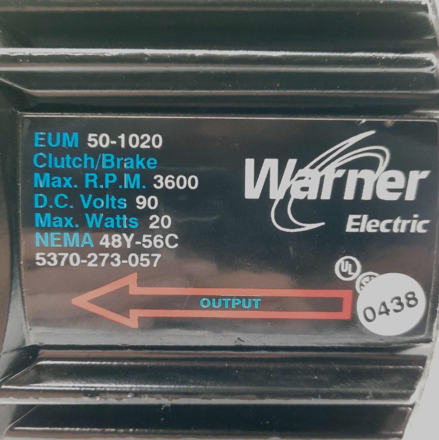 Used Warner Electric EUM 50-1020 Clutch Brake 16ft-lb 3600RPM 56C/48Y Frame 90VDC