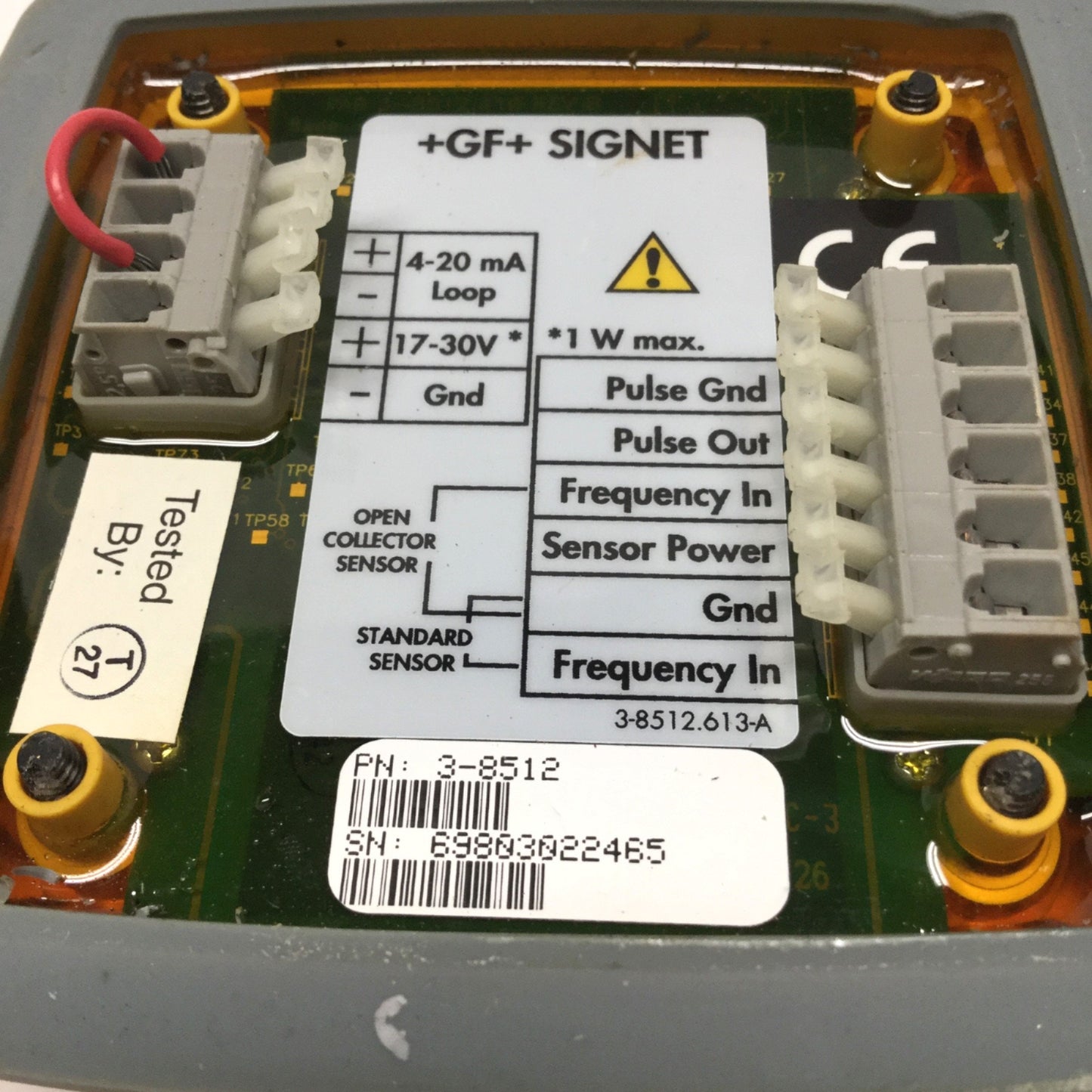 Used +GF+ SIGNET 3-8512 Field Mount Flow Transmitter, 17-30VDC, 4-20mA, 0.01-9999