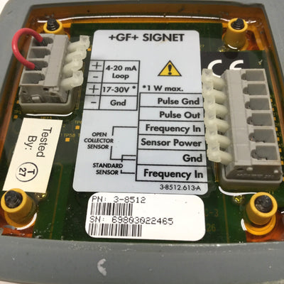 Used +GF+ SIGNET 3-8512 Field Mount Flow Transmitter, 17-30VDC, 4-20mA, 0.01-9999