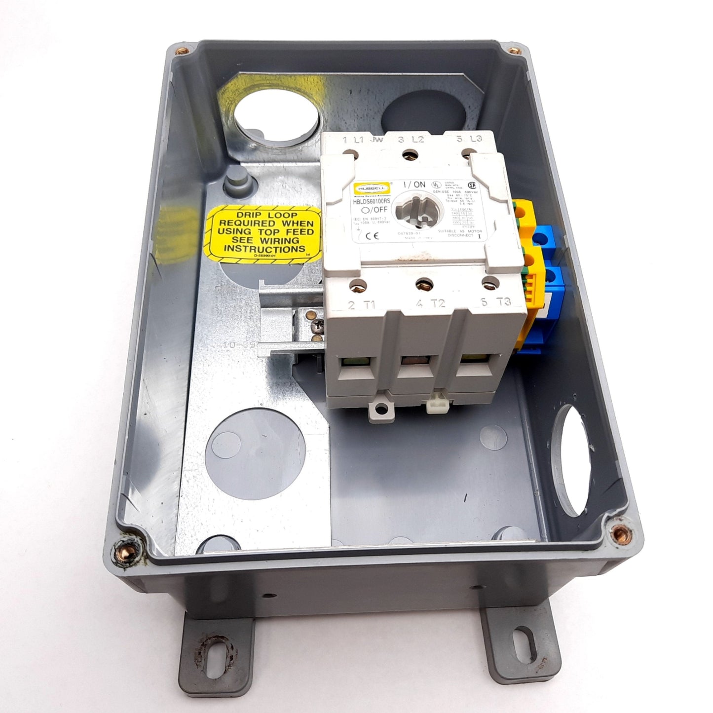 Used Hubbell HBLDS6 Circuit-Lock Disconnect Switch 3-Pole, 600VAC, 60A *Holes Added*