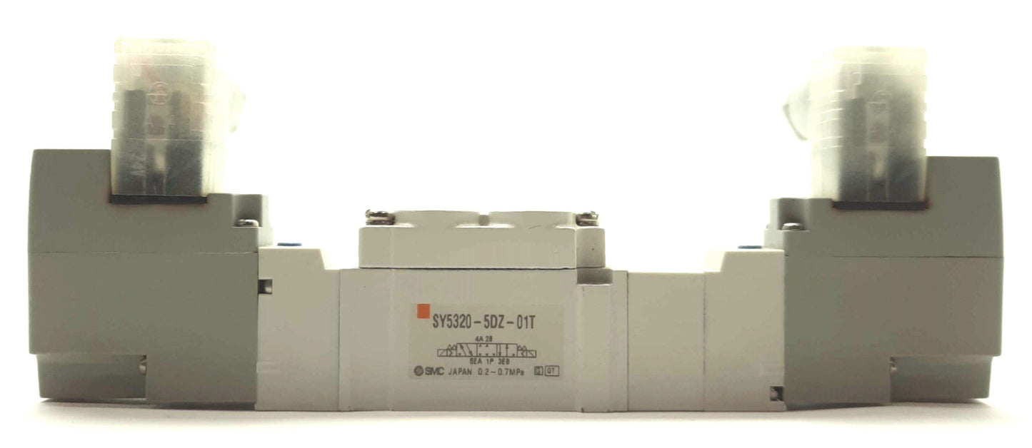 Used SMC SY5320-5DZ-01T Solenoid Valve 3-Position 5-Port 0.2-0.7MPa 1/8"NPT 2x 24VDC