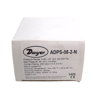 New Dwyer ADPS-08-2-N Adjustable Differential Pressure Switch 0.08 to 1.2"w.c. M20