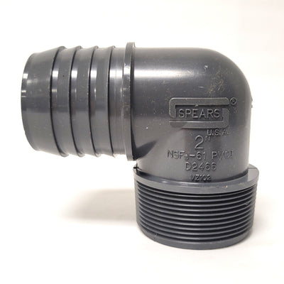 New Lot Of 4 Spears 1413-020 90 Degree PVC Elbows 2" NPT to Barbed Insert