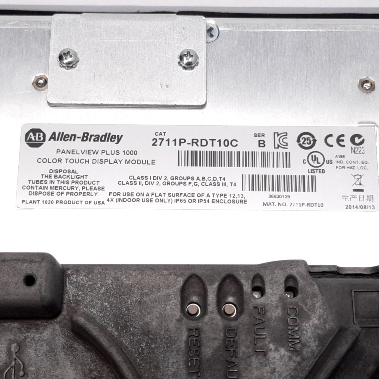 Used Allen Bradley 2711PC-T10C4D8 PanelView Plus 1000 Color Touchscreen Display HMI