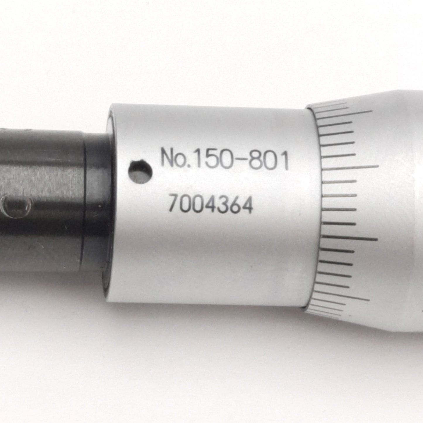 Used Mitutoyo 150-801 Micrometer Head, Round Contact, 25mm Range, 0.01mm Resolution