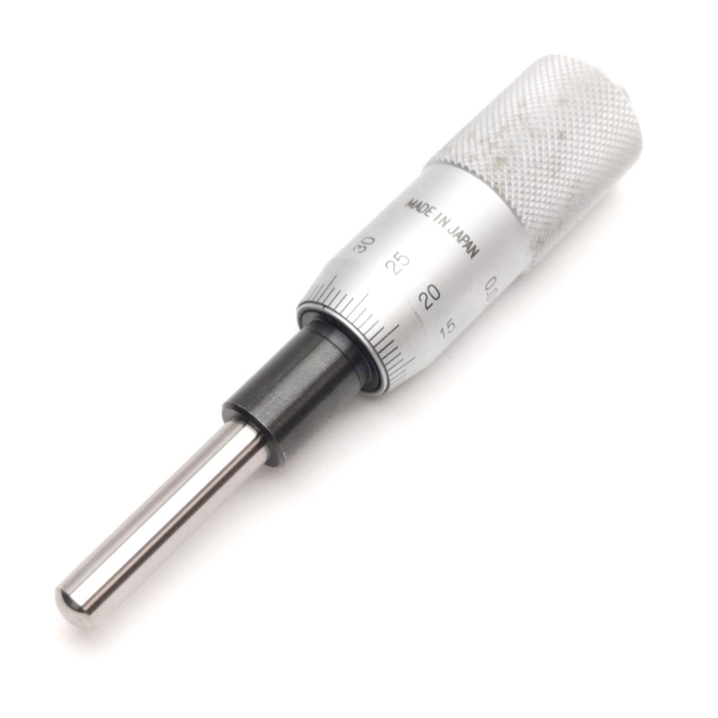 Used Mitutoyo 150-801 Micrometer Head, Round Contact, 25mm Range, 0.01mm Resolution