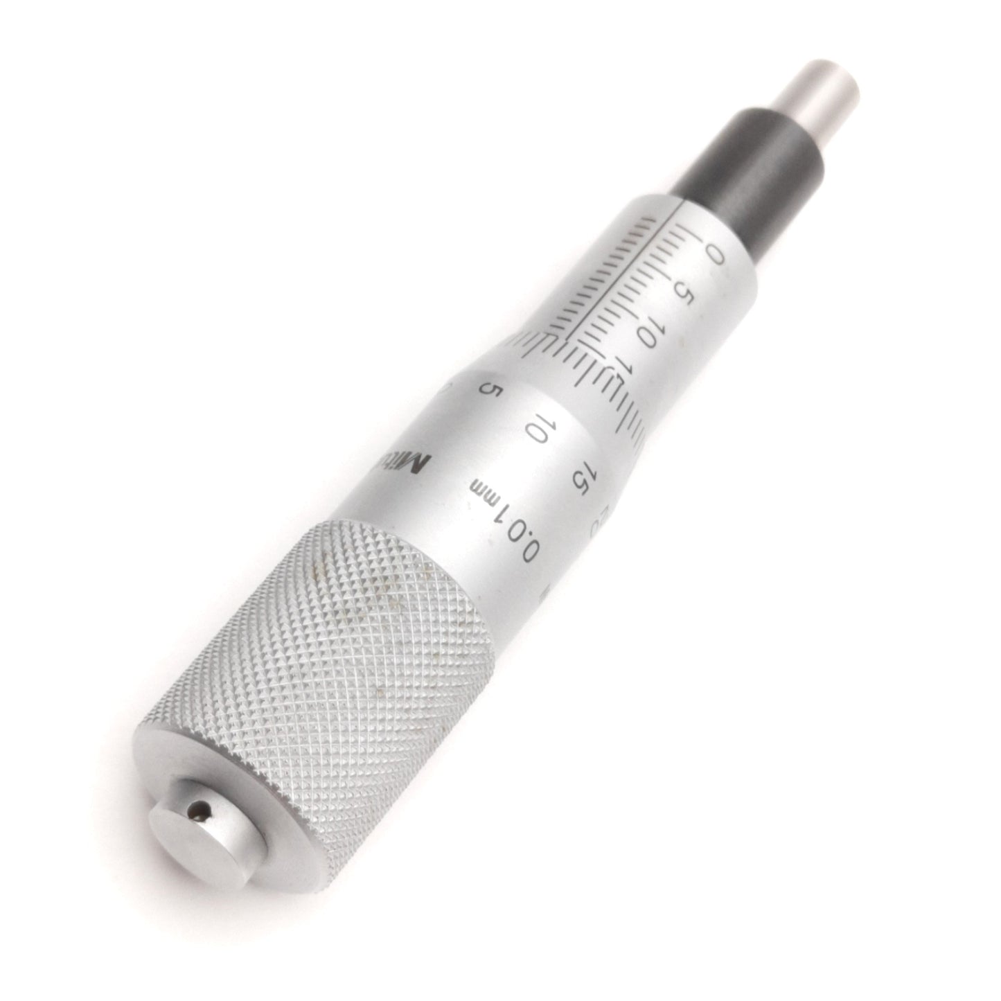 Used Mitutoyo 150-801 Micrometer Head, Round Contact, 25mm Range, 0.01mm Resolution