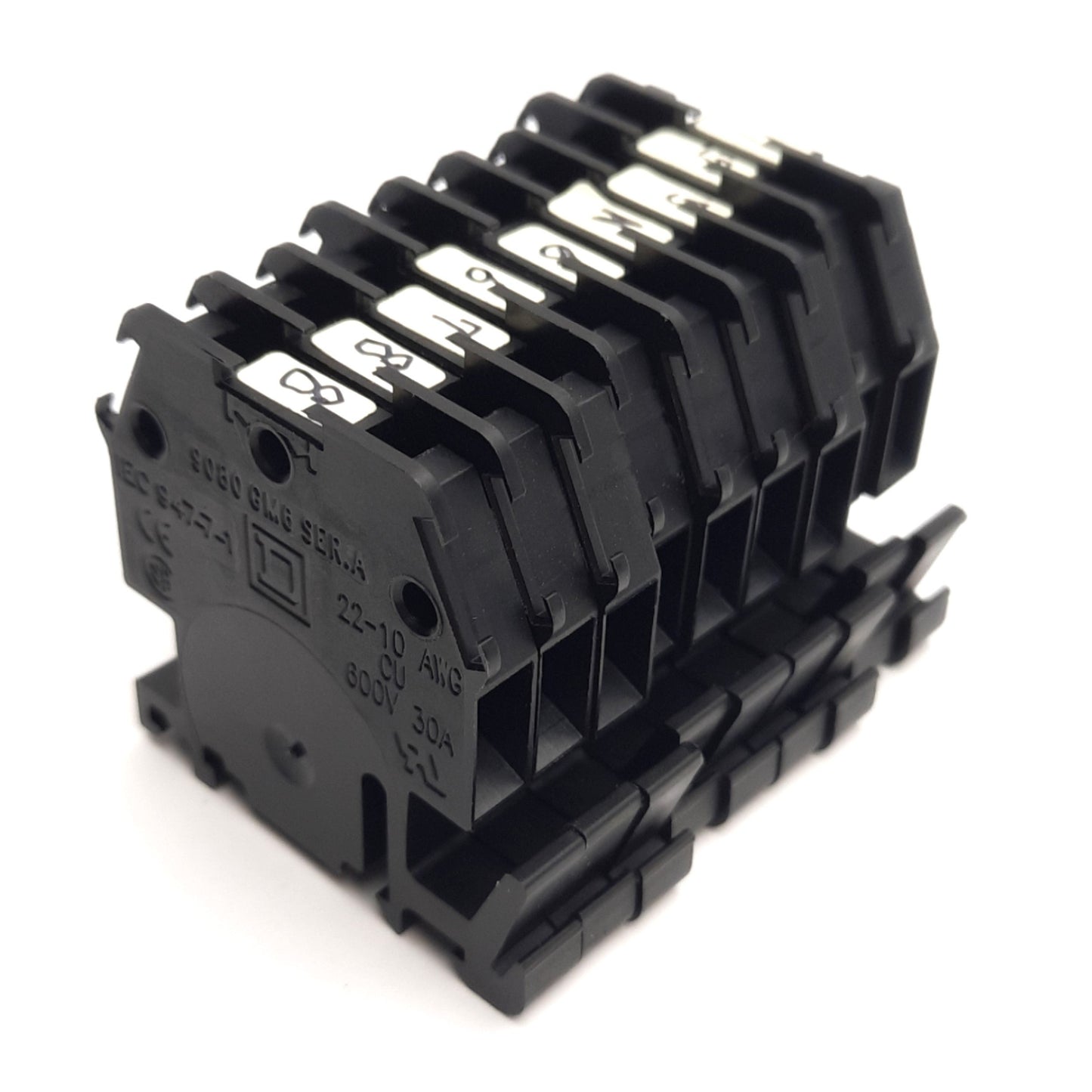Used Lot of 9 Square D 9080GM6 Terminal Blocks 600V AC/DC 30A, 6mm Depth