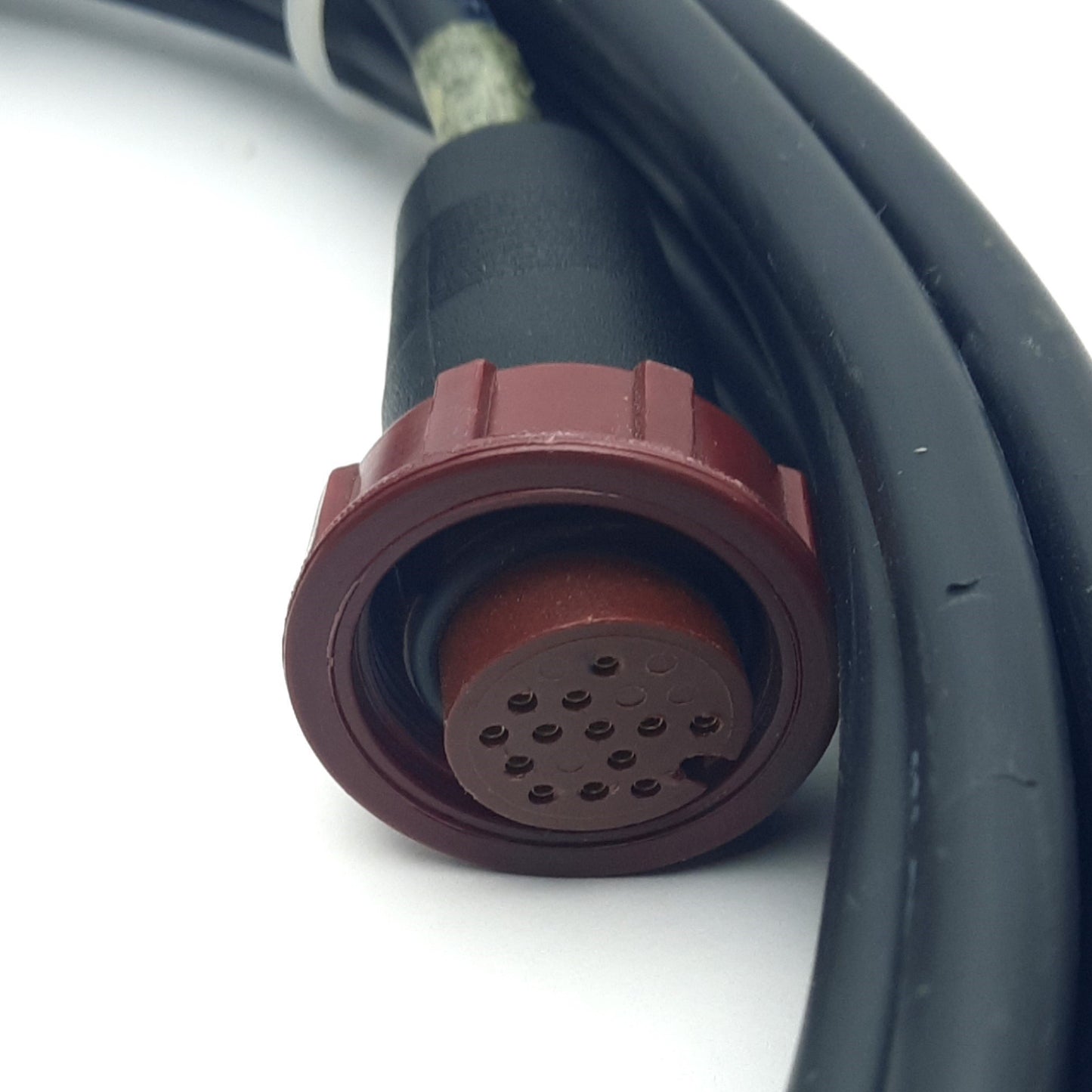 Used Omron STI 42661-0200 Light Curtain Cable, 13-Pin Round, 10-Pin IDC, 20'
