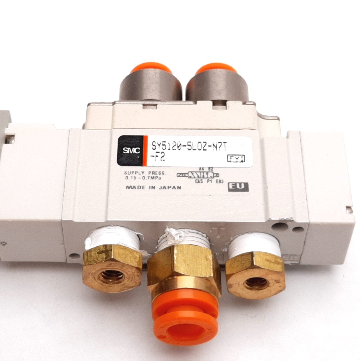 Used SMC SY5120-5LOZ-N7T-F2 Solenoid Valve, 2-Position 5-Port, 0.15-0.7MPa, 24VDC