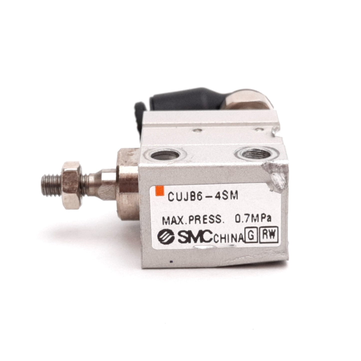 Used SMC CUJB6-4SM Mini Free Mount Cylinder, Single Acting, Bore: 6mm, Stroke: 4mm