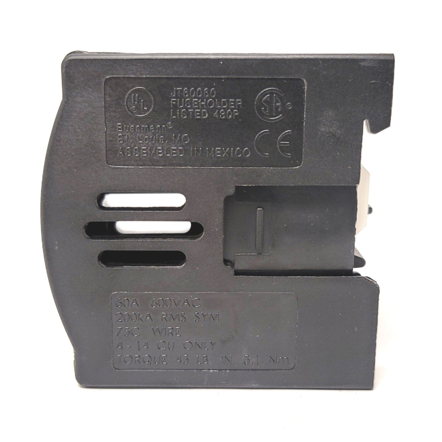 New Bussmann JT60060 Finger Safe Class J Fuse Holder, 600V, 60A, Screw Terminal