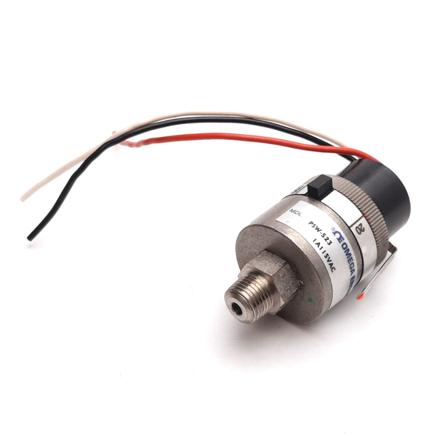 Used Omega PSW-523 Adjustable Pressure Switch N/C, N/O SS 100PSI Max 1A@115V 1/8" NPT
