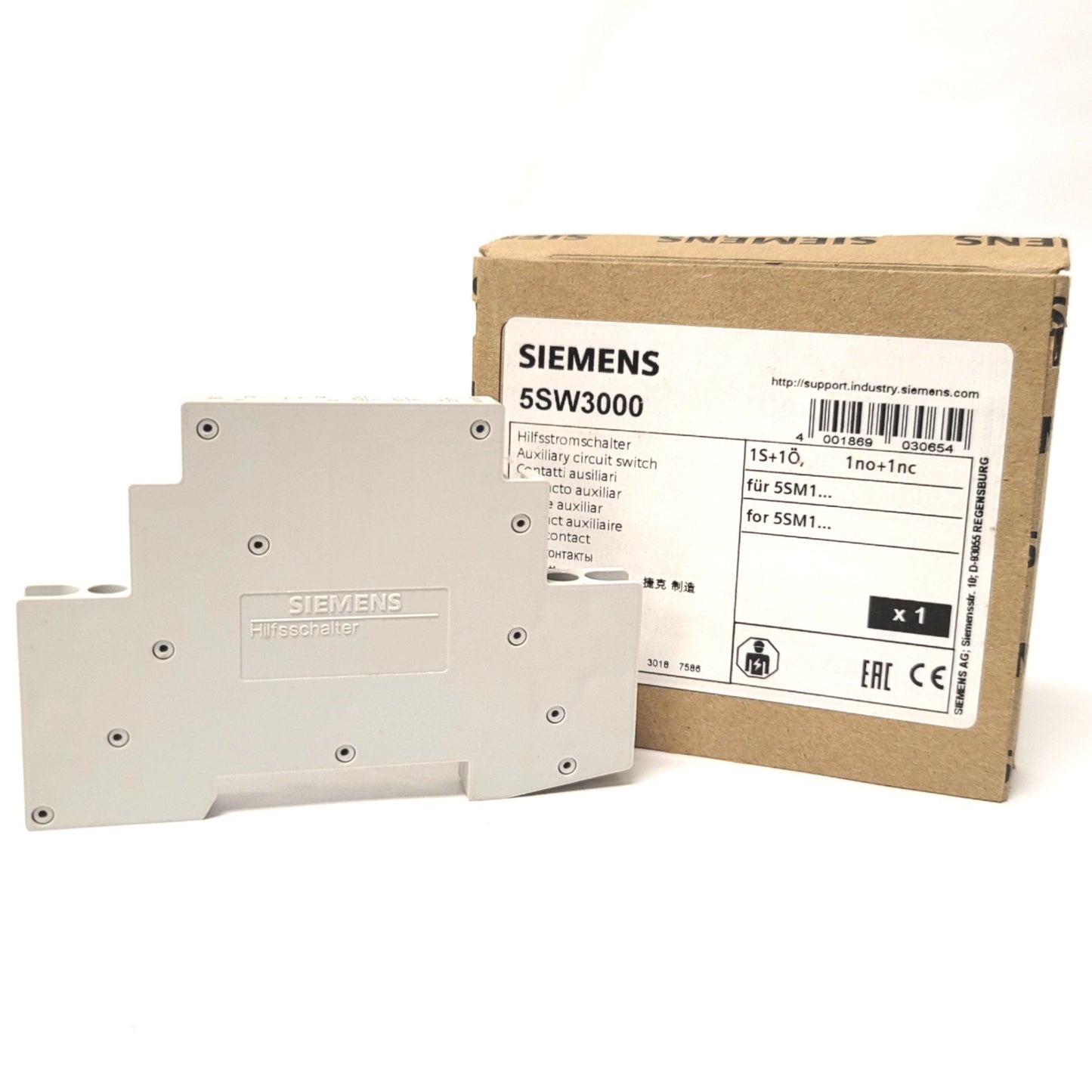 New Siemens 5SW3000 Auxiliary Current Switch 1NO/1NC, 230VAC 6A, 220VDC 1A