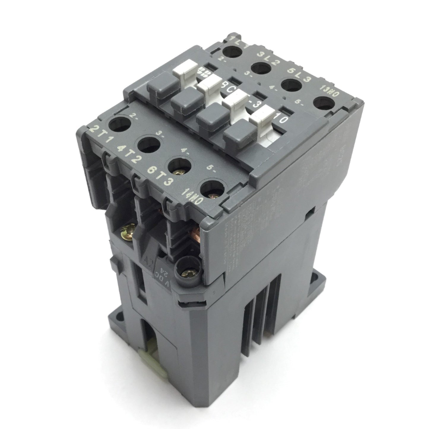 Used ABB BC25-30-10 Contactor, 3-Pole W/ N/O Aux, Coil: 24VDC, 600VAC 45A, DIN Rail