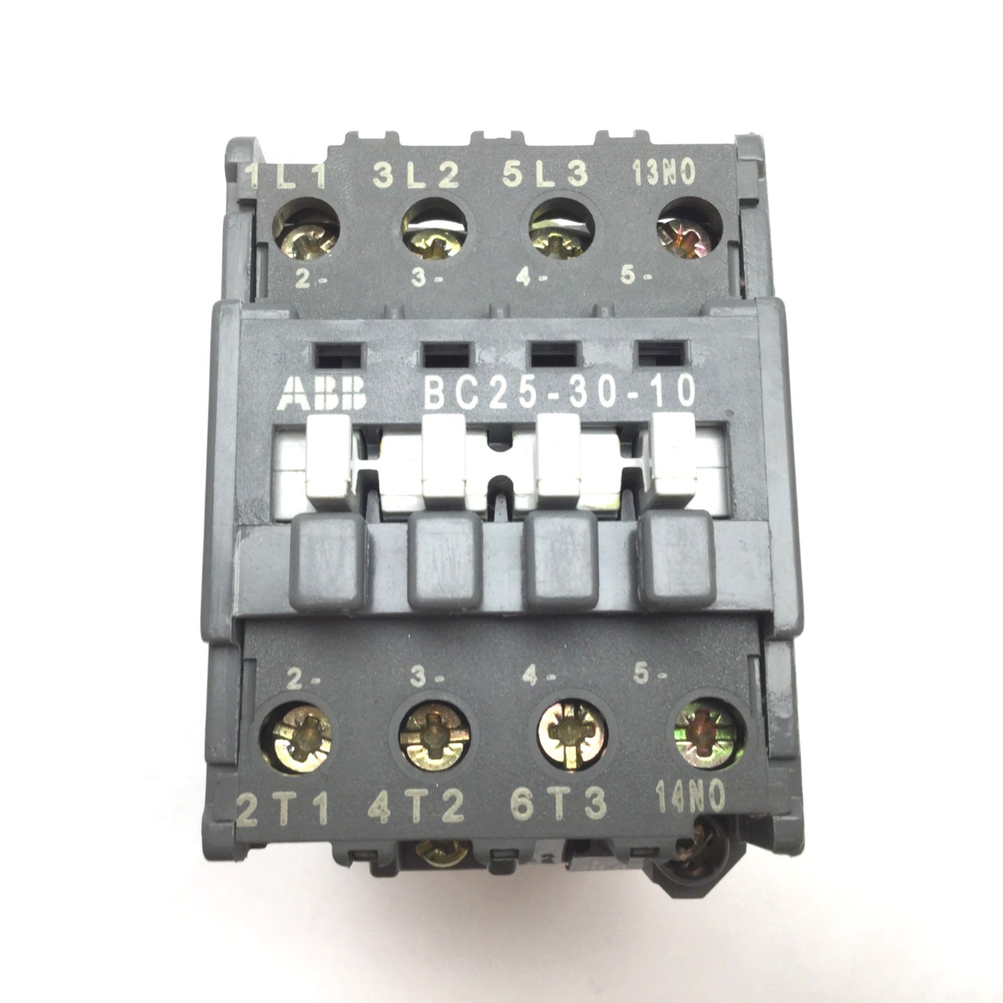Used ABB BC25-30-10 Contactor, 3-Pole W/ N/O Aux, Coil: 24VDC, 600VAC 45A, DIN Rail