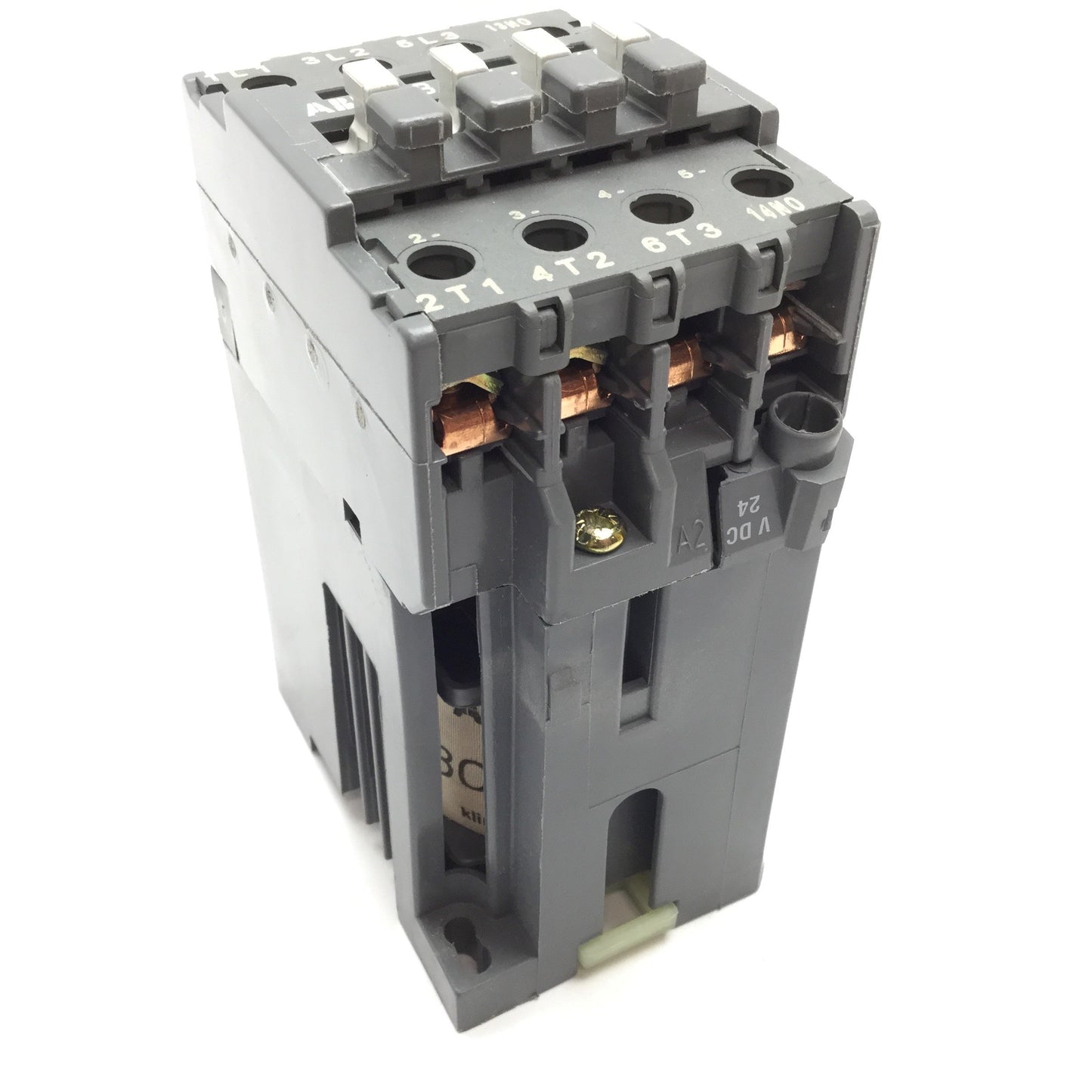 Used ABB BC25-30-10 Contactor, 3-Pole W/ N/O Aux, Coil: 24VDC, 600VAC 45A, DIN Rail