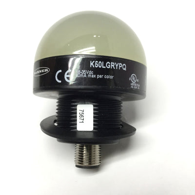 New Other Banner K50LGRYPQ EZ-Light ?50mm LED Indicator 18-30VDC, 3-Color Green/Red/Yellow