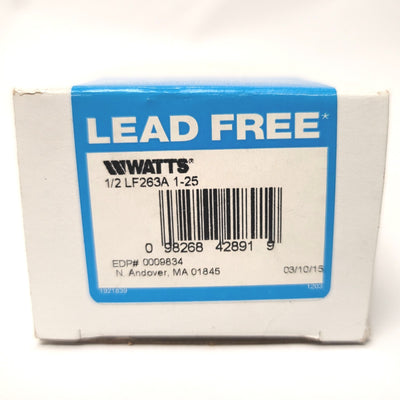 New Watts 1/2 LF263A 1-25 Lead Free 3-Way Water Pressure Regulator, 1-25psi, 1/2"NPT