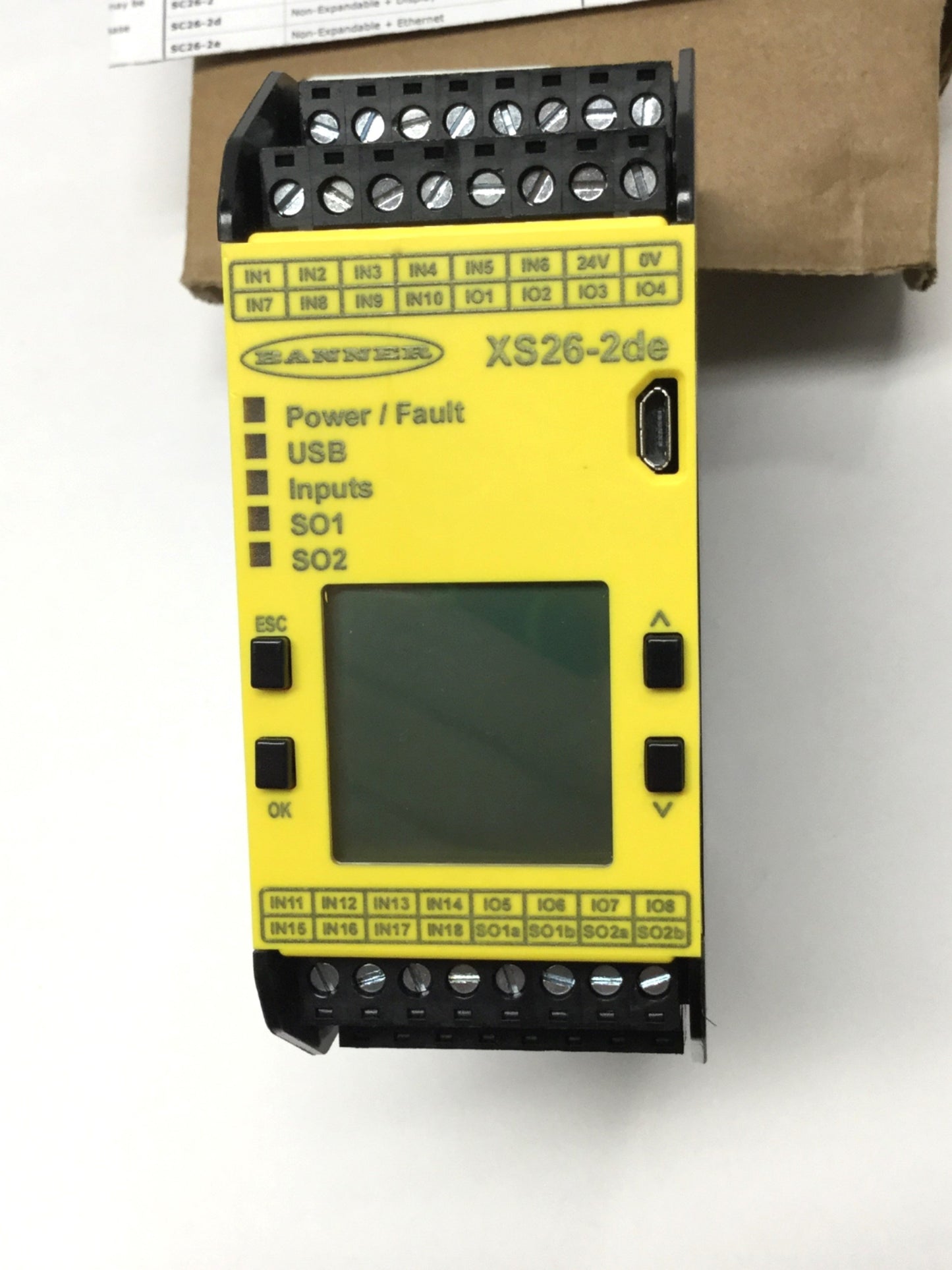 New – Open box Banner XS26-2DE Expandable Safety Controller, Ethernet Enabled, 24VDC, 2x OSSD