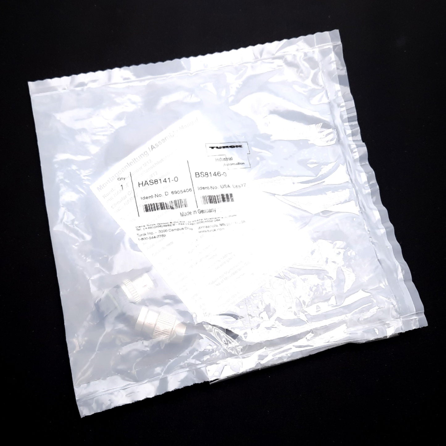 New Turck HAS8141-0 BS8146-0 Field-Wireable Connector, 4-Pin M12x1 Male