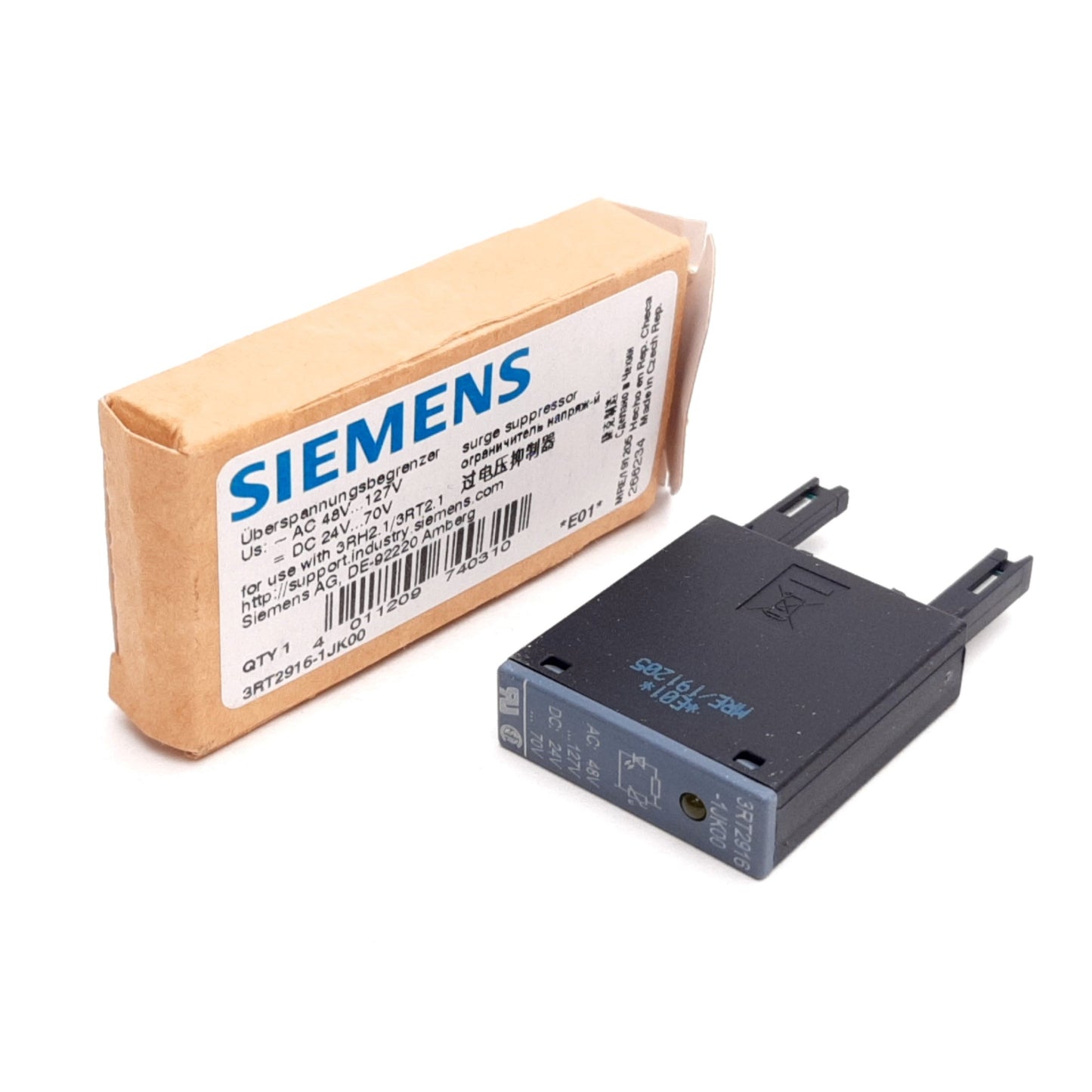 New Siemens 3RT2916-1JK00 Surge Suppressor, 48-127VAC 24-70VDC, For 3RH2.1 / 3ET2.1