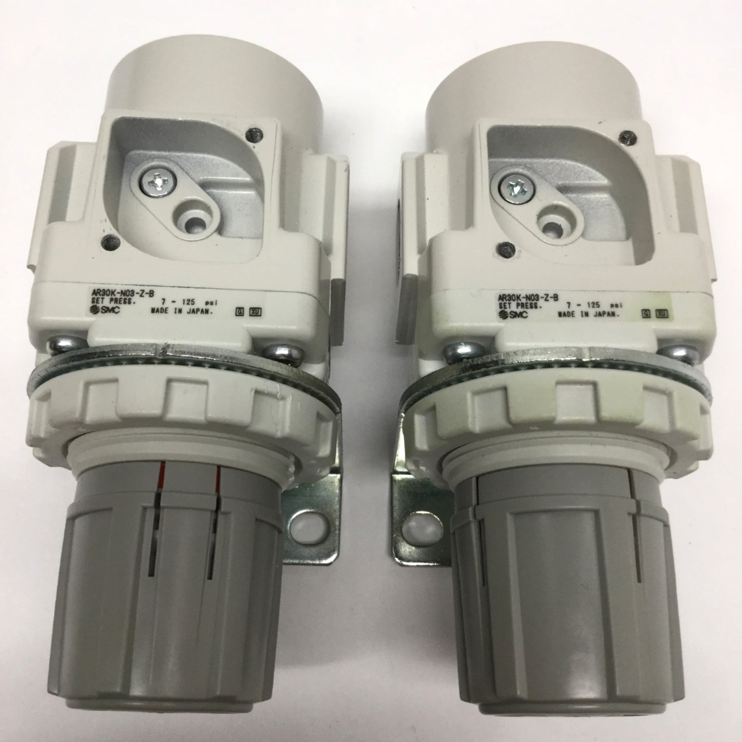 Used Lot of 2 SMC AR30K-N03-Z-B Regulator w/ Backflow Function, 7-125psi, 3/8" NPT