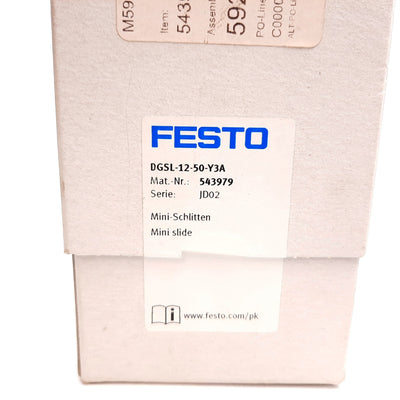 New Festo DGSL-12-50-Y3A Mini Slide, Bore: 16mm, Stroke: 50mm, 0.1-0.8MPa, M5x0.8