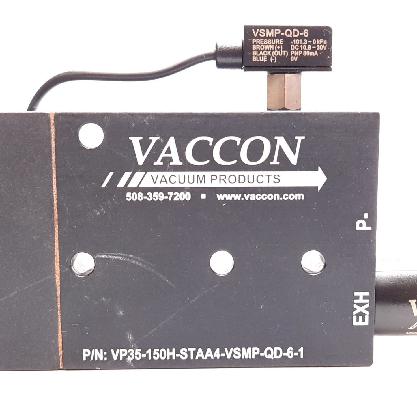 Used Vaccon VP35-150H-STAA4-VSMP-QD-6-1 Venturi Vacuum Pump, Up to 28inHg, 80psi