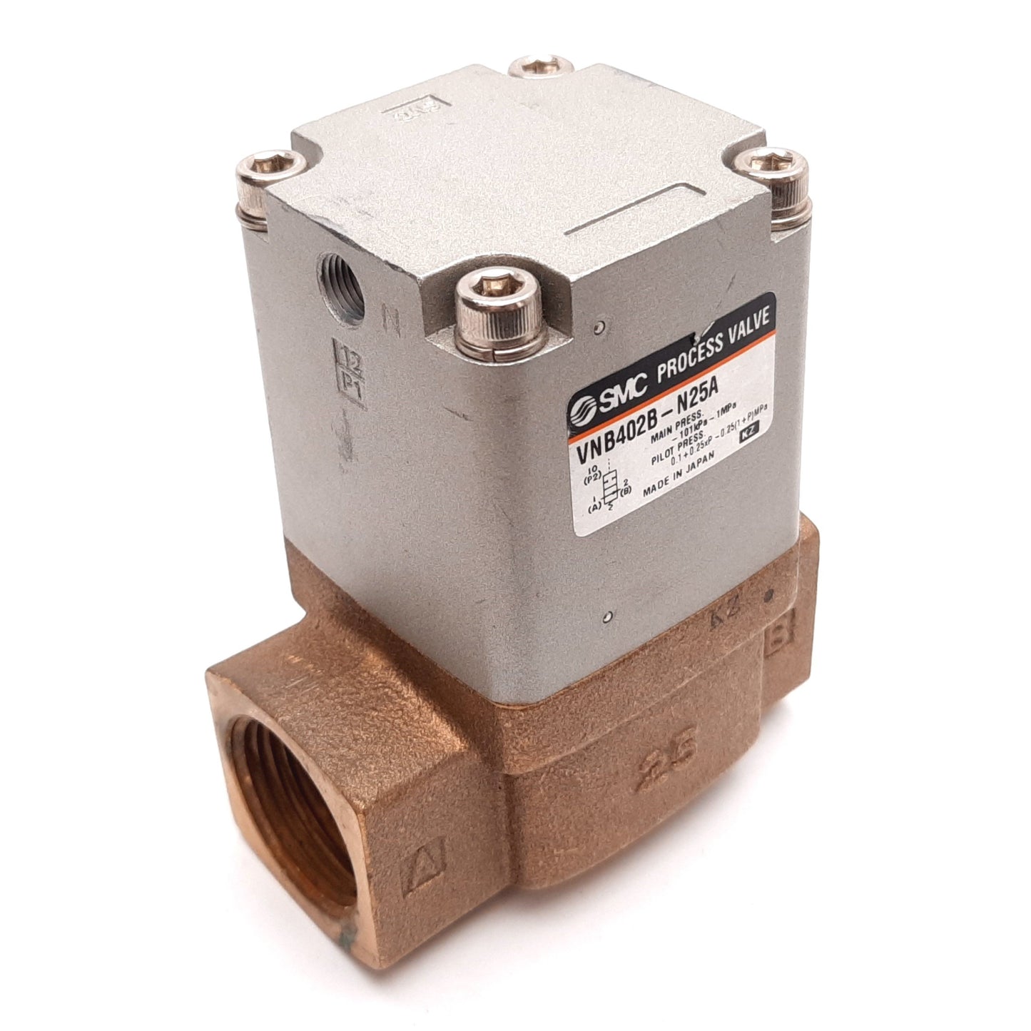 Used SMC VNB402B-N25A Process Valve, 1" NPT, -101kPa to 1MPa, Pilot: 1/8" NPT