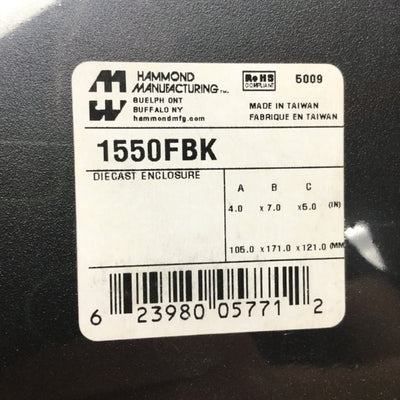 New Hammond 1550FBK Die-Cast Aluminum Enclosure Box, Black, IP54, 6.75" x 4.75" x 4"