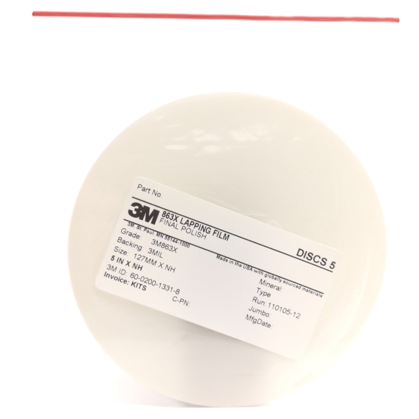 New Lot of 5 3M 863X Final Polish Film Grade: 3M863X, 5" Diameter, 60-0200-1331-8