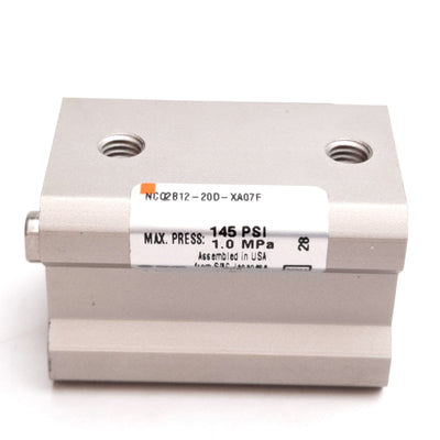 New SMC NCQ2B12-20D-XA07F Compact Cylinder, Bore: 12mm, Stroke: 20mm, 1.0MPa, M5x0.8