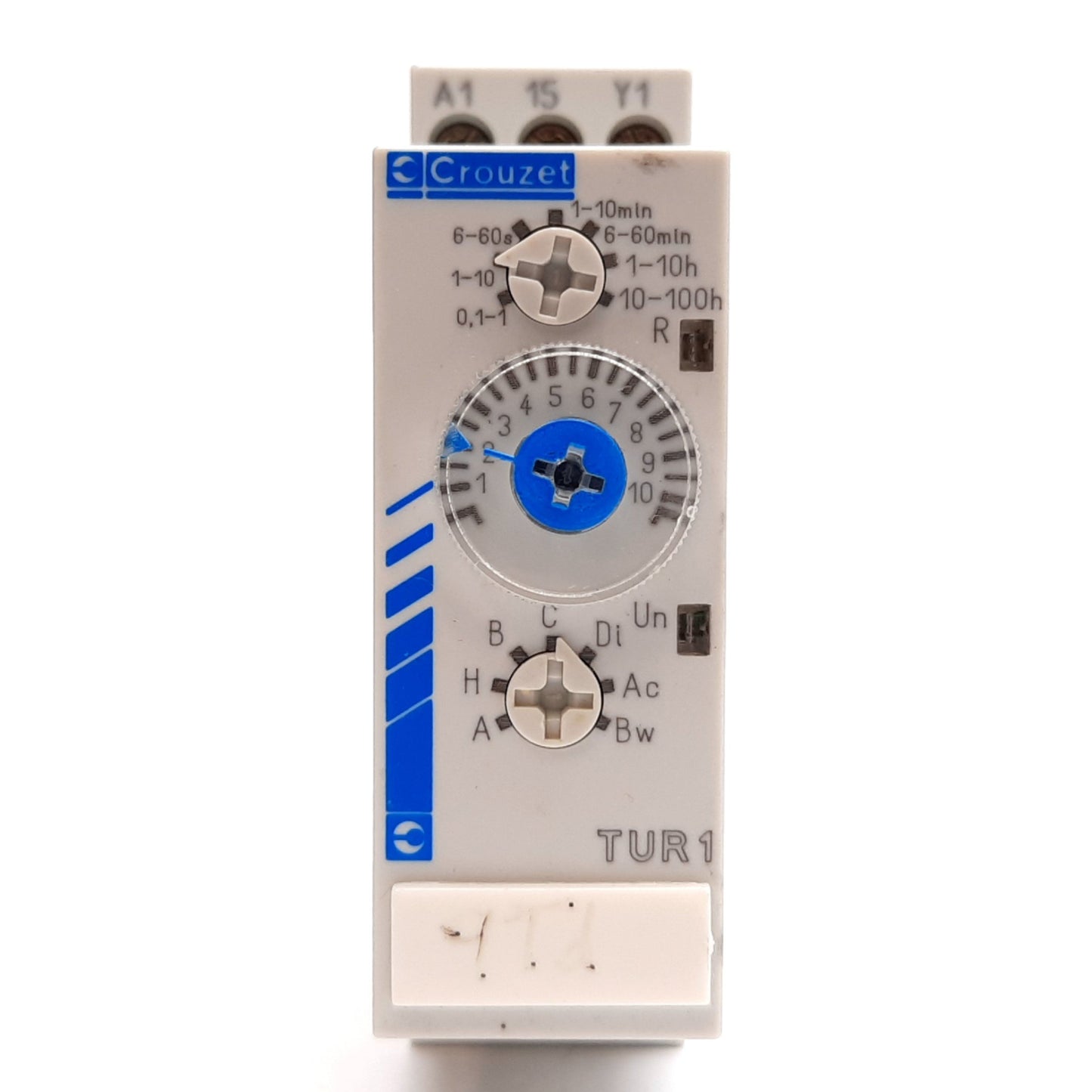 Used Crouzet TUR1 88865105 Timer Relay, 0.1s to 100hr, Control: 24VDC/24-240VAC
