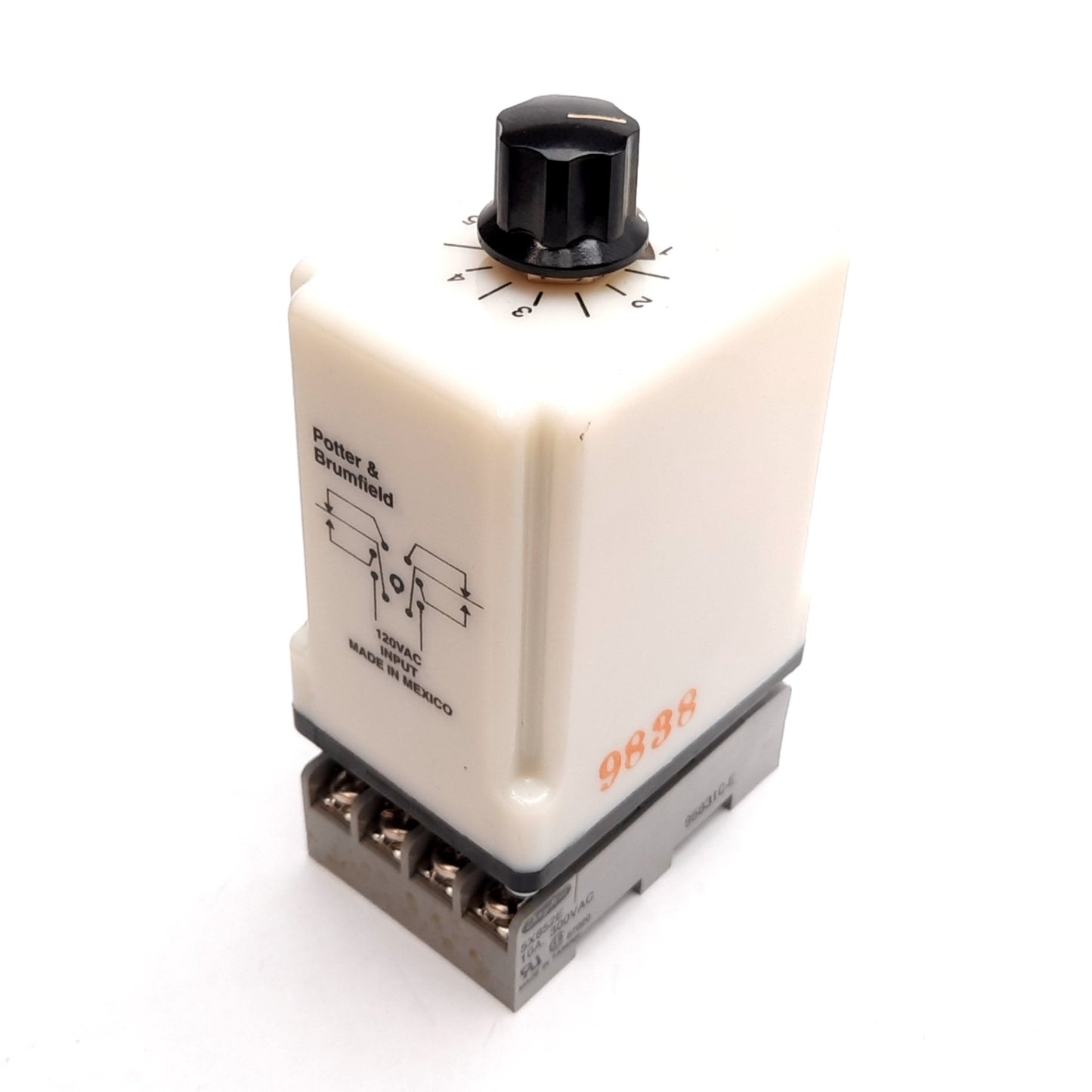 Used Potter & Brumfield CKB-38-70010 Time Delay Relay, DPDT, 0.1-10sec, Input: 120VAC