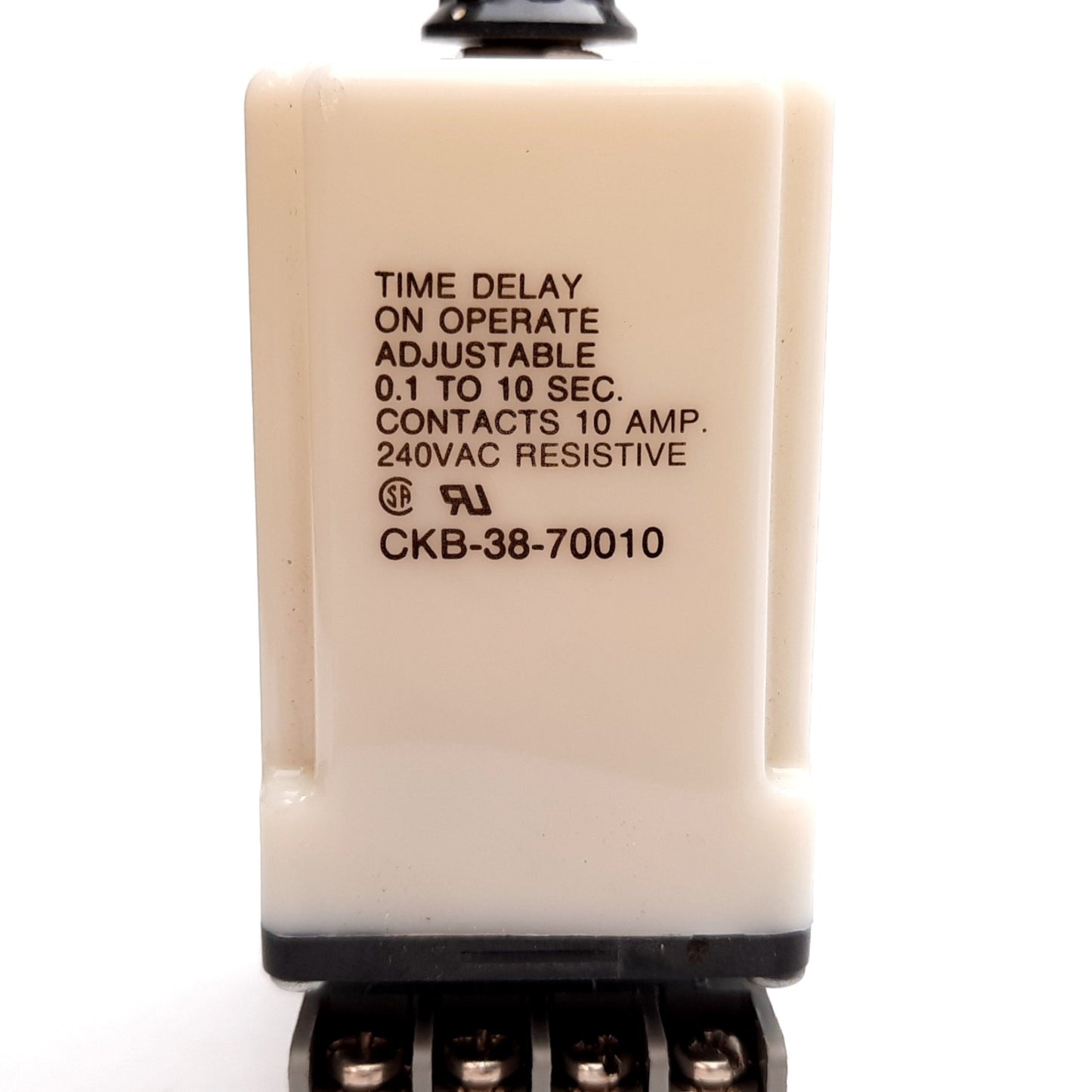 Used Potter & Brumfield CKB-38-70010 Time Delay Relay, DPDT, 0.1-10sec, Input: 120VAC