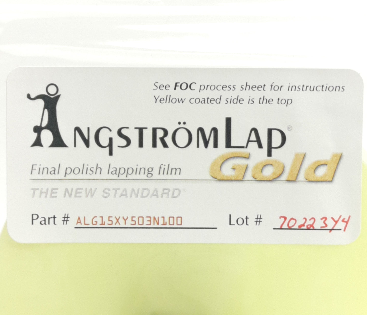 Used Lot of 3 Angstrom ALG15XY503N100 Final Polish Film, Grade: Gold1/Yellow, 5" Dia