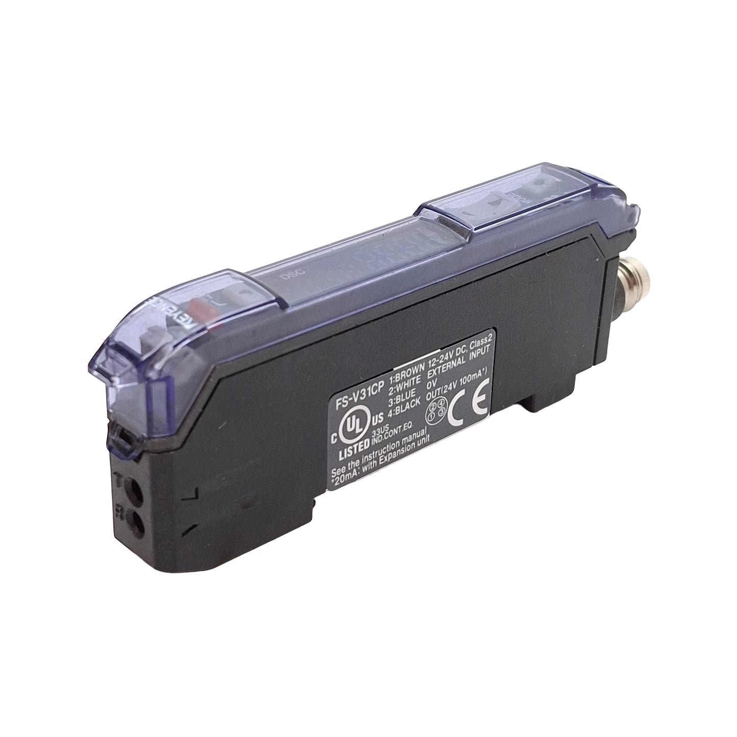 Used Keyence FS-V31CP Fiber Optic Sensor Amplifier, PNP, M8 4-Pin Connector, 12-24VDC
