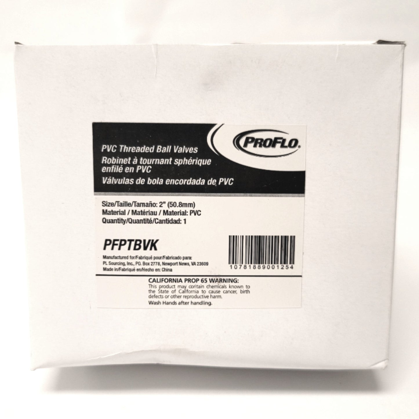 New PROFLO PFPTBVK Schedule 80 PVC Threaded Ball Valve 2"NPT, 150PSI @ 73°F