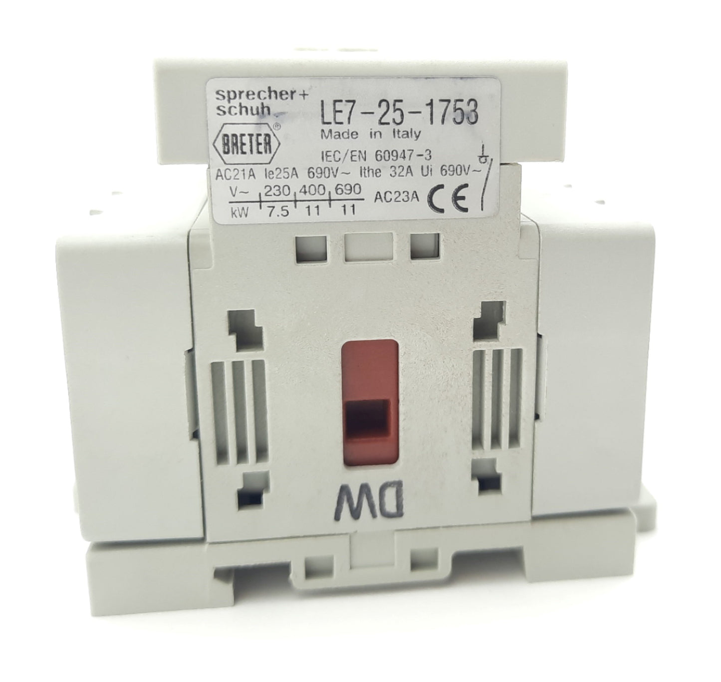 Used Sprecher + Schuh LE7-25-1753 Disconnect Switch, 3-Pole, Rating: 25A 600VAC