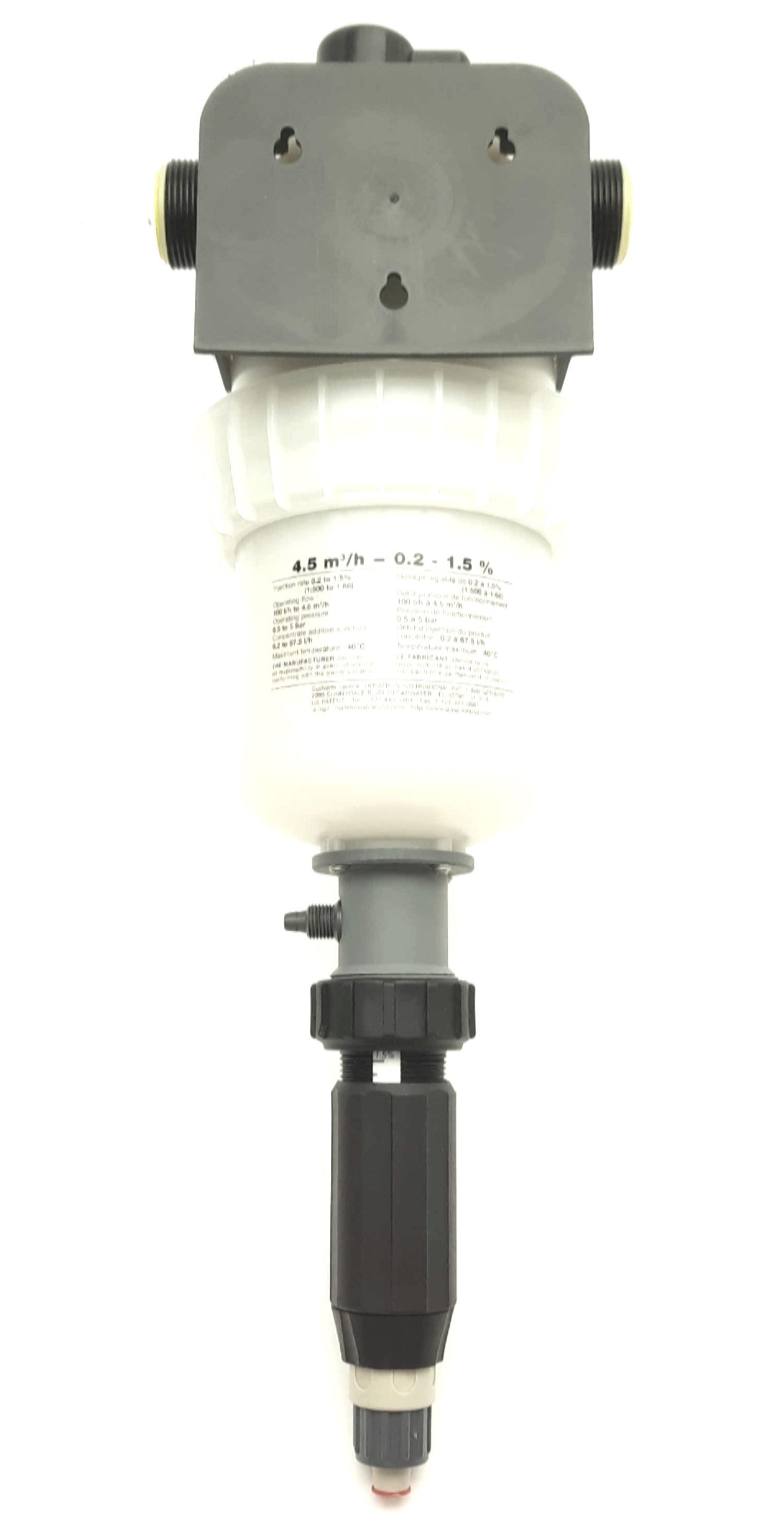 New – Open box Dosatron D45REIE15AFP PVDF Dosing Pump, .4-20GPM, 1:500-1:66, 7-70psi, 7-14PF