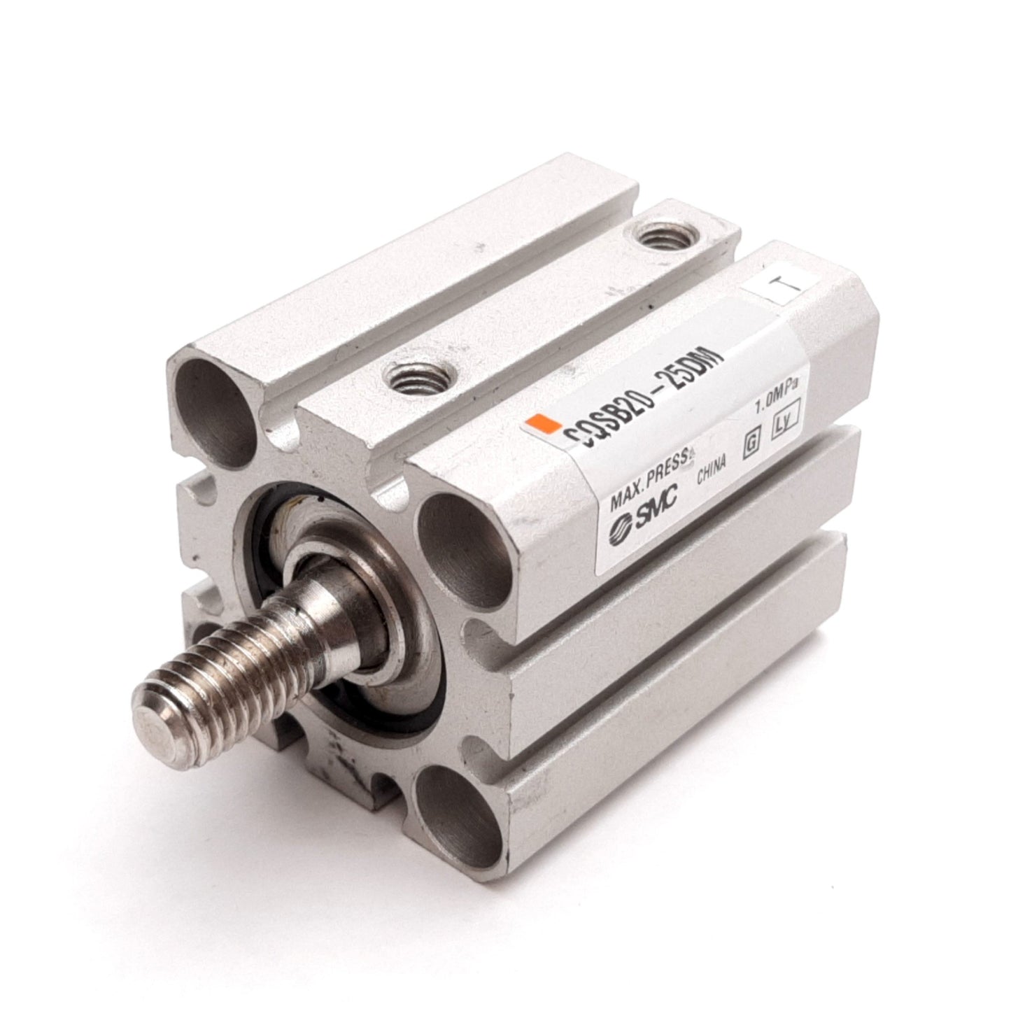 Used SMC CQSB20-25DM Compact Cylinder, Bore: 20mm, Stroke: 25mm, 1.0MPa, M5x0.8