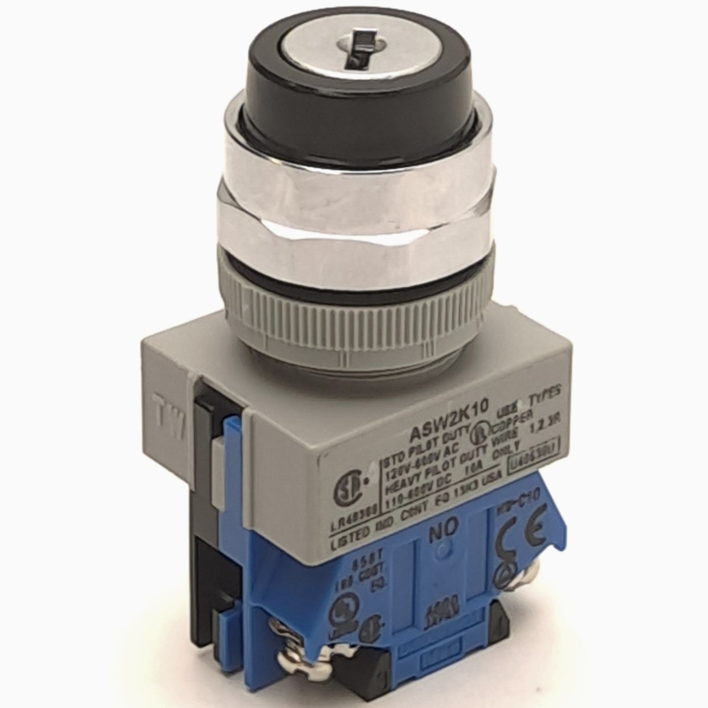 Used Idec ASW2K10 Maintained Key Selector Switch, 2-Position, 1NO Contact, Round 22mm