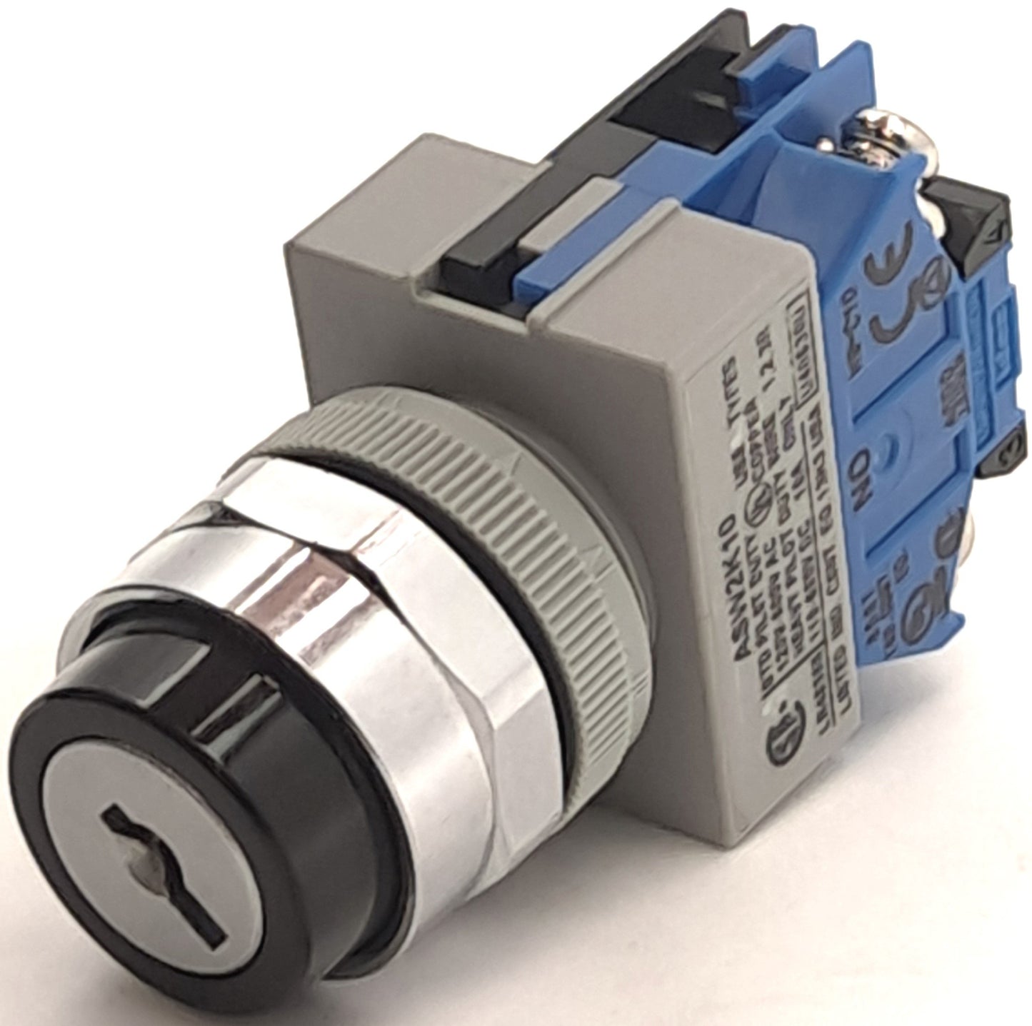 Used Idec ASW2K10 Maintained Key Selector Switch, 2-Position, 1NO Contact, Round 22mm