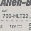 Used Allen Bradley 700-TBR224, 700-HLT22 Relay In Socket, DPDT, 24VDC Coil, 10A 24VDC