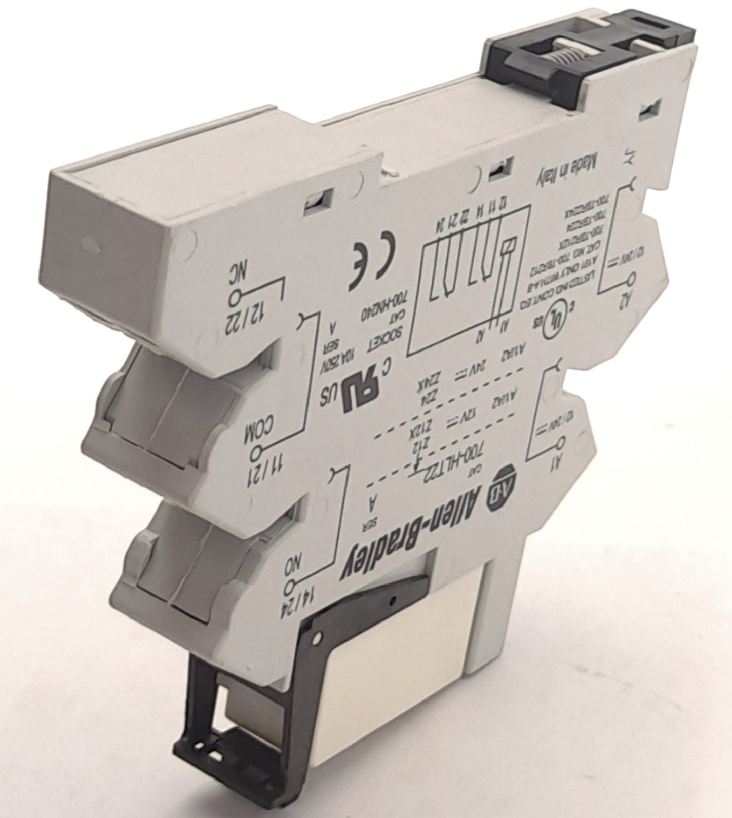 Used Allen Bradley 700-TBR224, 700-HLT22 Relay In Socket, DPDT, 24VDC Coil, 10A 24VDC