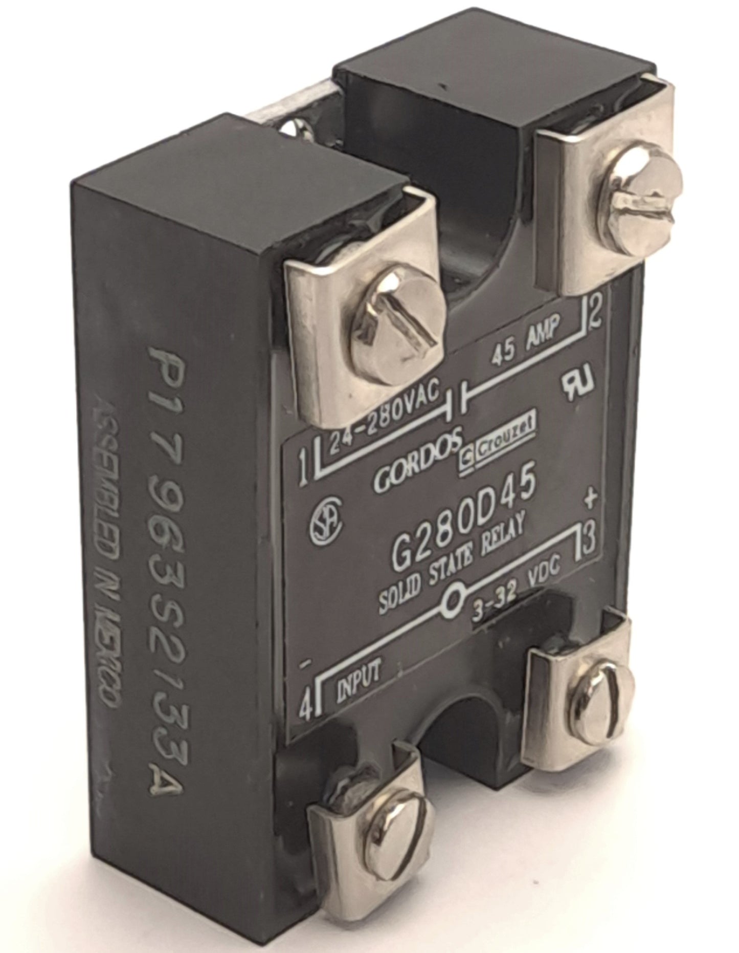Used Gordos G280D45 Solid State Relay, 4-Pole, Control: 3-32VDC, Contact: 280VAC 45A